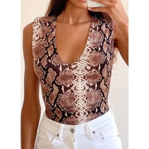 lulu's wild style brown bodysuit
